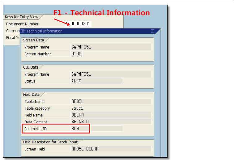 각 스크린 엘리먼트에 정의되어 있는 SAP PARAMETER ID