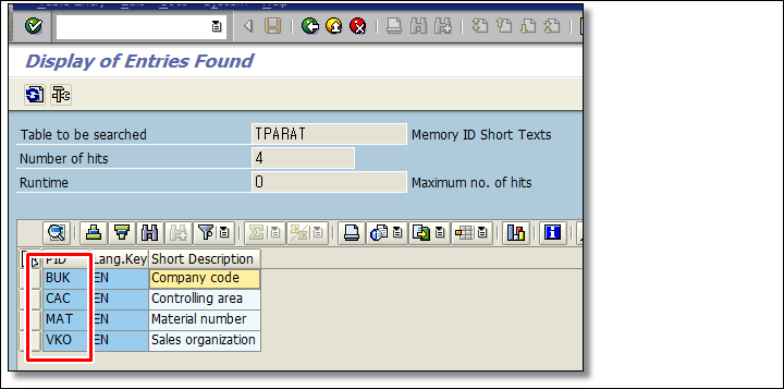 SAP TPARAT 테이블 - SAP MEMORY 파라메터